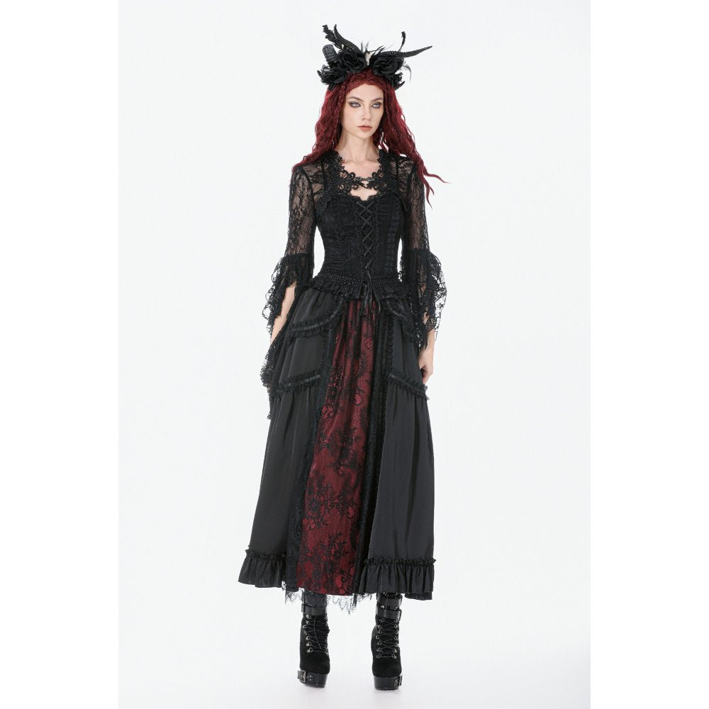 Dark in Love Black Lace Court Lace-Up Camisole