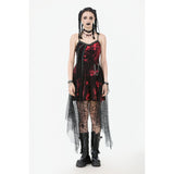 Dark in Love Bellatrix Red & Black Mesh Asymmetrical Dress