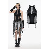 Dark in Love Bondage Mesh Panel Buckle Top