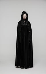 Punk Rave Goth Velvet Cloak – Black
