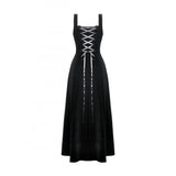 Dark in Love Lux Black Velvet Horn Embroidery Maxi Dress