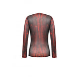 Dark in Love Carson Black and Red Tie-Dye Mesh Versatile Basic Top