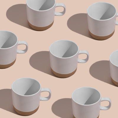 Ceramic Coffee Mug - White Speckled Stoneware 355ml