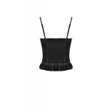 Dark in Love Black Lace Court Lace-Up Camisole