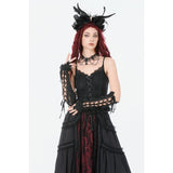 Dark in Love Black Lace Court Lace-Up Camisole