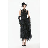 Dark in Love Seraphina Ruched Lace Goth Blouse in Black