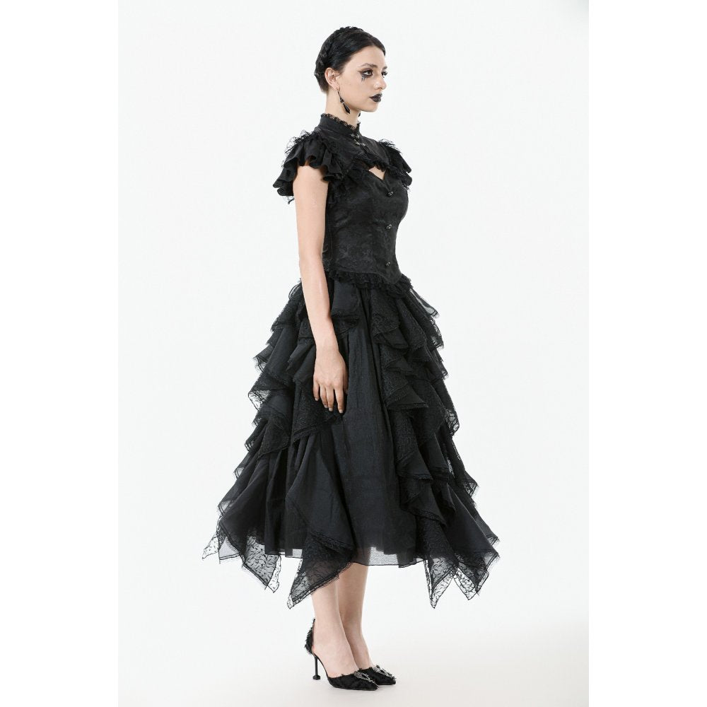 Dark in Love Seraphine Lace Shoulder Goth Top