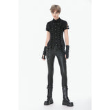 Dark in Love Punk Leather-Look Strap Detail Trousers