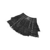 Dark in Love Punk Eyelet Lace Layered Mini Skirt