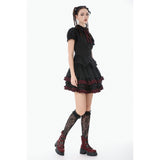 Dark in Love Black Crimson Gothic Tiered Skirt