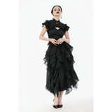 Dark in Love Seraphine Lace Shoulder Goth Top