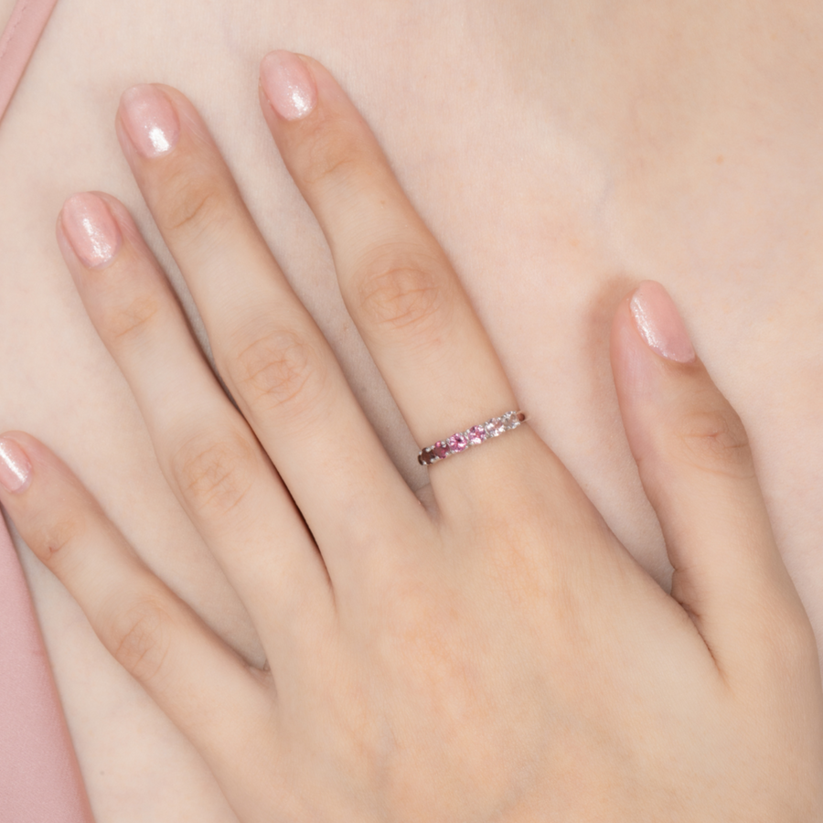 Ombre Pink Tourmaline Eternity Band in Sterling Silver