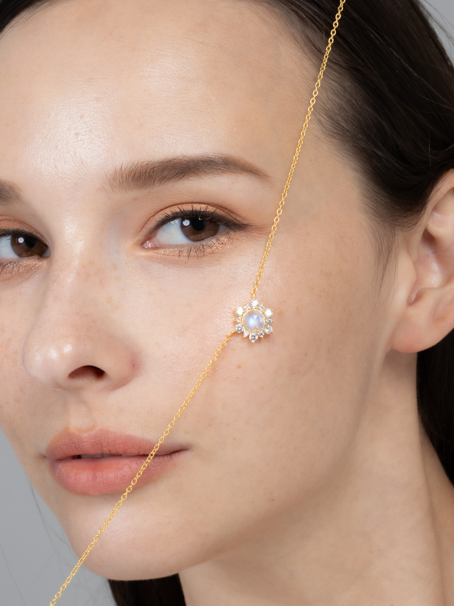 Rainbow Moonstone Necklace in 18k Gold Vermeil