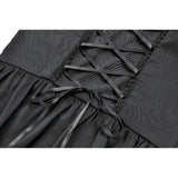 Dark in Love Belladonna Lace-Up High Collar Puff Sleeve Goth Dress  in Black