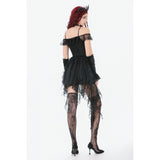 Dark in Love Morgana Gothic Off-Shoulder Lace Hem Dress