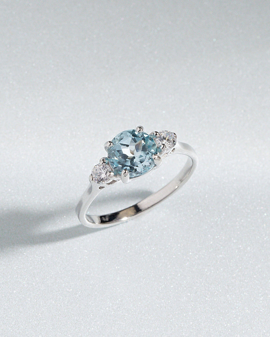 Blue Topaz Three Stone Ring in Sterling Silver