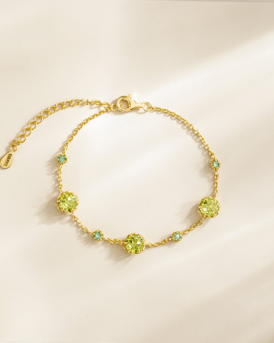 Emerald & Peridot Bracelet in 18k Gold Vermeil