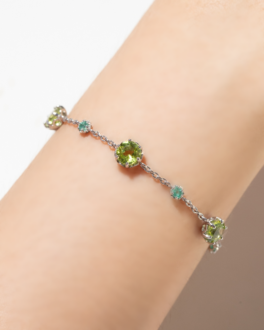 Emerald & Peridot Jewellery Set in Sterling Silver