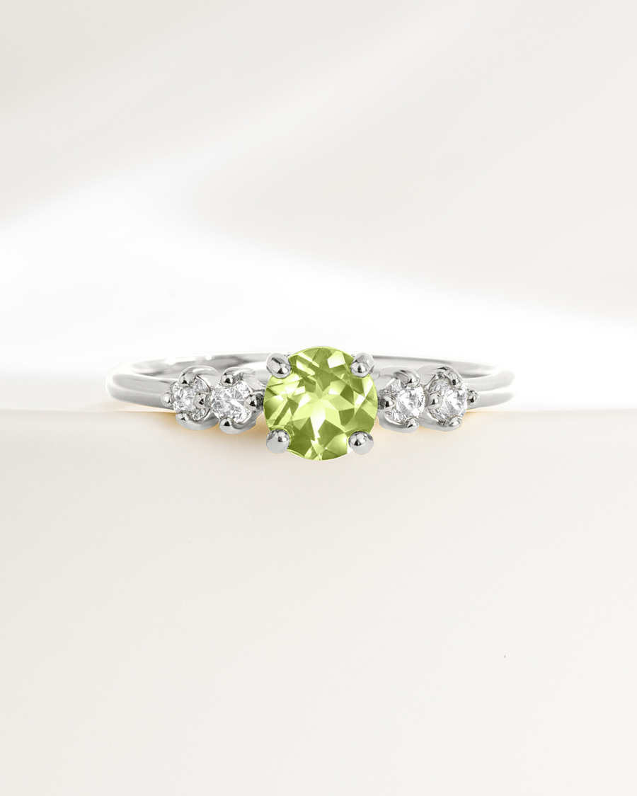 Peridot Five Stone Ring in Sterling Silver