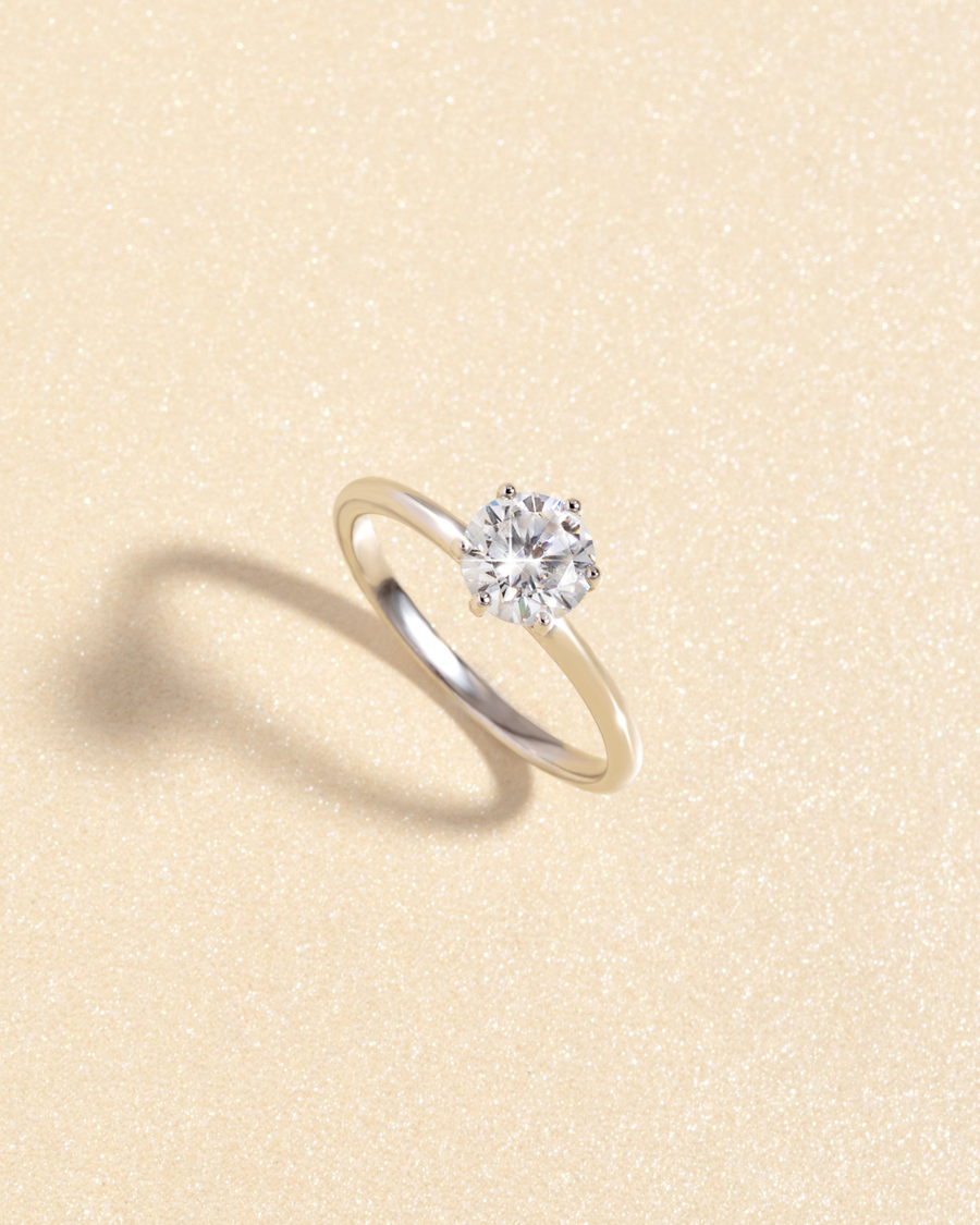 1 ct Round Solitaire Moissanite Engagement Ring in Sterling Silver