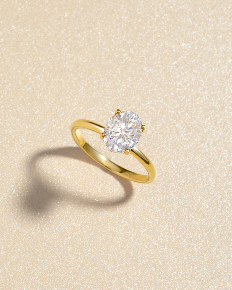 2 ct Oval Solitaire Moissanite Engagement Ring in 18k Gold Vermeil