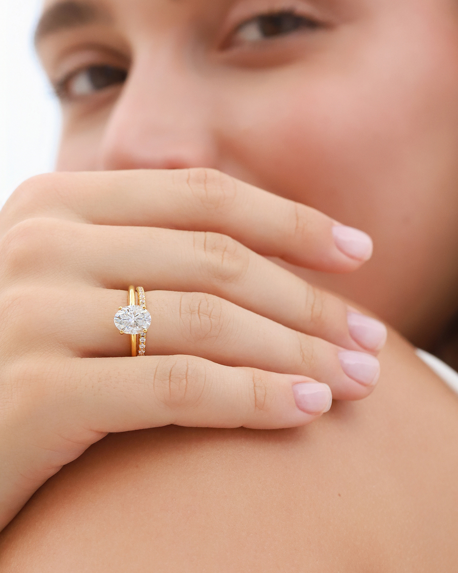 2 ct Oval Solitaire Moissanite Engagement Ring in 18k Gold Vermeil