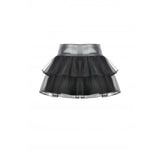 Dark in Love Bonded Tulle Layered Goth Mini Skirt in Black
