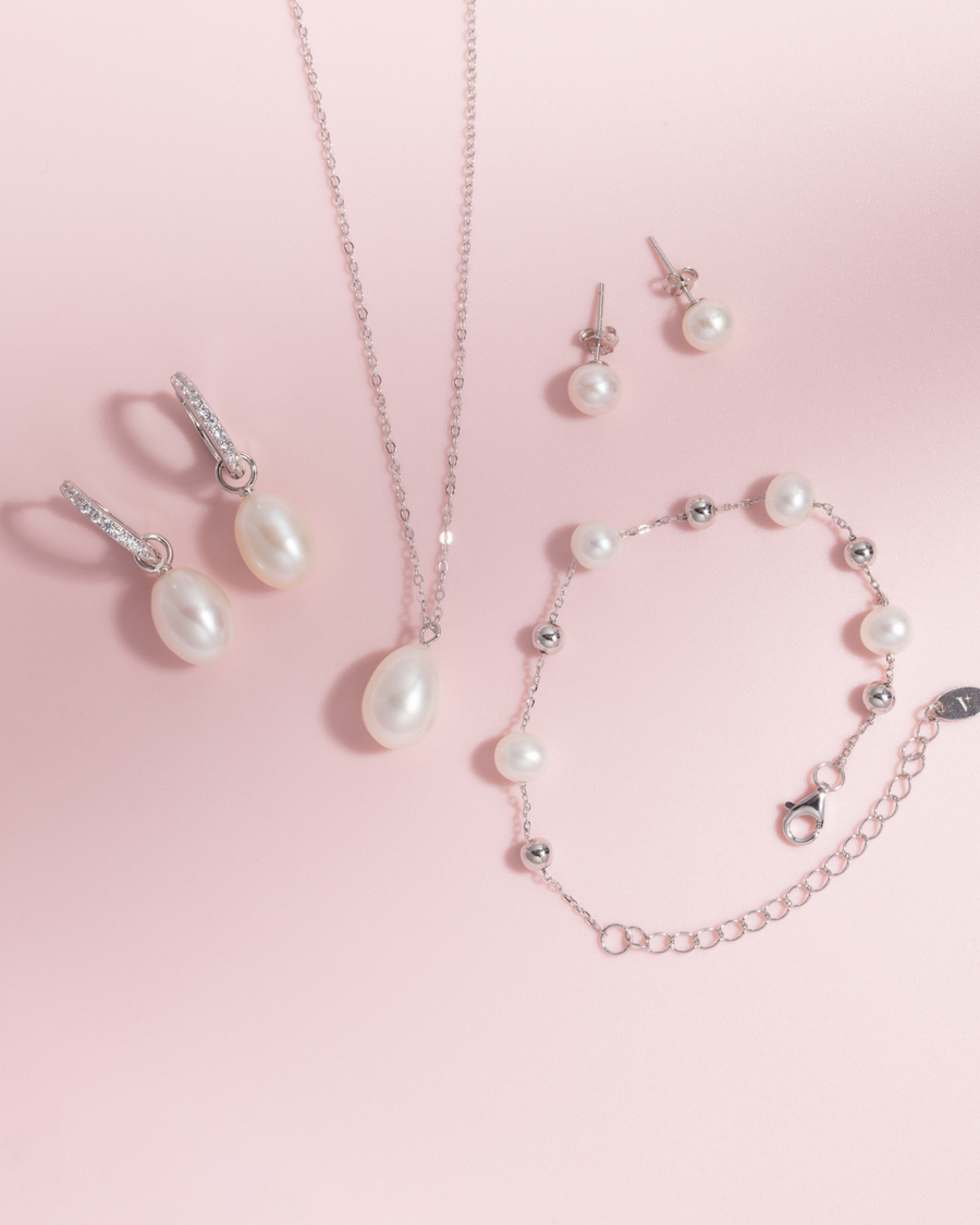 Large Pearl Pendant Necklace in Sterling Silver