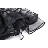 Dark in Love Melisandre Embroidered Velvet Mesh Goth Skirt in Black