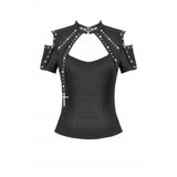 Dark in Love Seraphine Lace Off-Shoulder Goth Top in Black