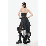 Dark in Love Ravena Buckled Faux Leather Corset Top