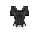 Dark in Love Seraphina Ruched Puff Sleeve Corset Top in Black