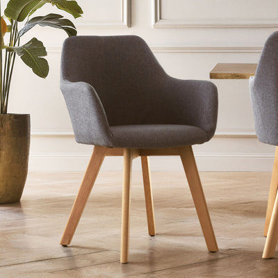 Grey Fabric Dining Chair with Beechwood Legs | Stockholm