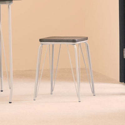 Grey Metal and Elm Small Wood Stool | District