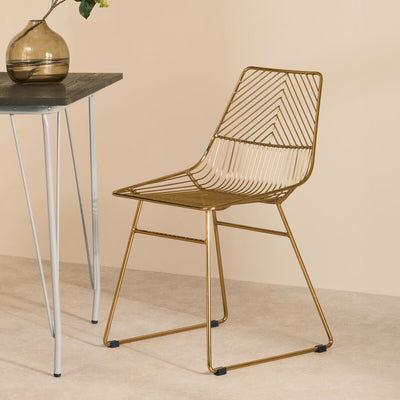 Small Gold Finish Metal Wire Chair | District