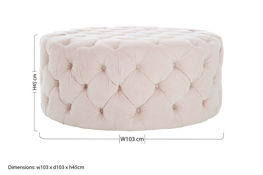 Pale Pink Velvet Round Ottoman Stool | Suri