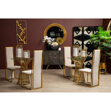 Gold Frame High Back Dining Chair | Deana
