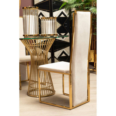 Gold Frame High Back Dining Chair | Deana