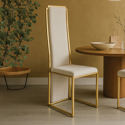 Gold Frame High Back Dining Chair | Deana