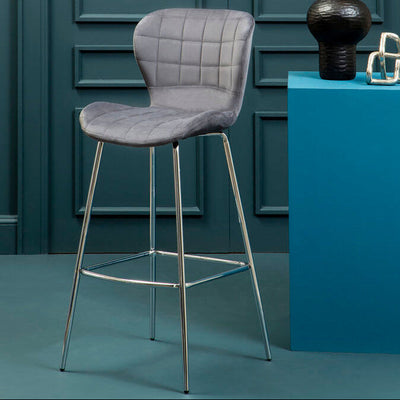 Grey Velvet Bar Chair | Warton