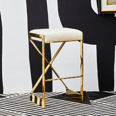 Ivory and Gold Finish Bar Stool | Azalea