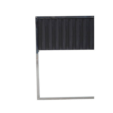 Grey Gloss Finish Fluted Top Console Table with 2 Drawers and Silver Steel Frame | Genoa