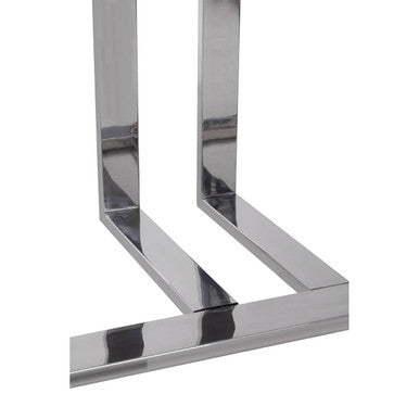 Grey Gloss Finish Fluted Top Console Table with 2 Drawers and Silver Steel Frame | Genoa