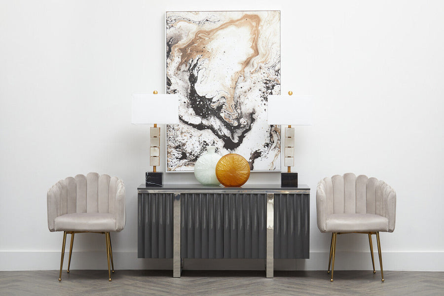 Mink Velvet Scalloped Dining Chair | Bari