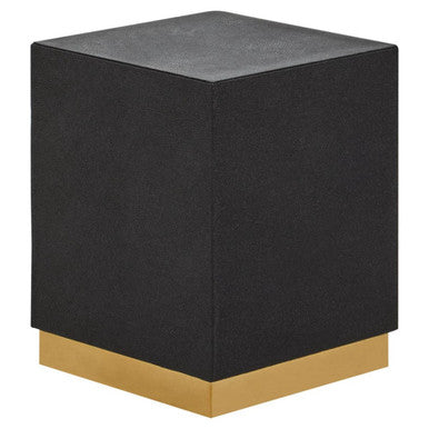 Black Shagreen Effect Square Top Side Table and Stool with Gold Metal Base | Cardoba