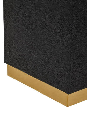 Black Shagreen Effect Square Top Side Table and Stool with Gold Metal Base | Cardoba