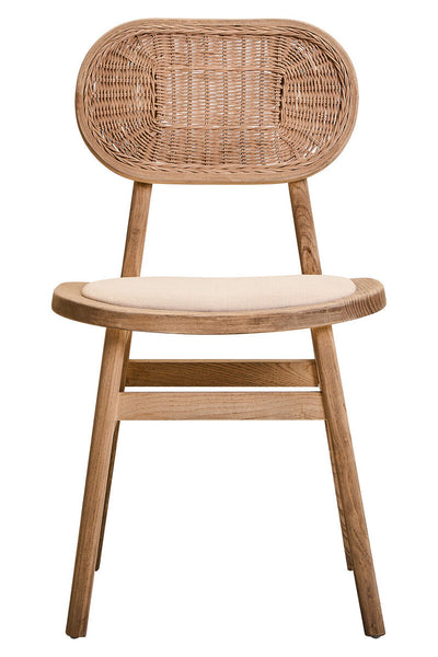 Beige Fabric and Grey Wash Elm Wood Dining Chair | Cebu