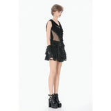 Dark in Love Punk Eyelet Lace Layered Mini Skirt