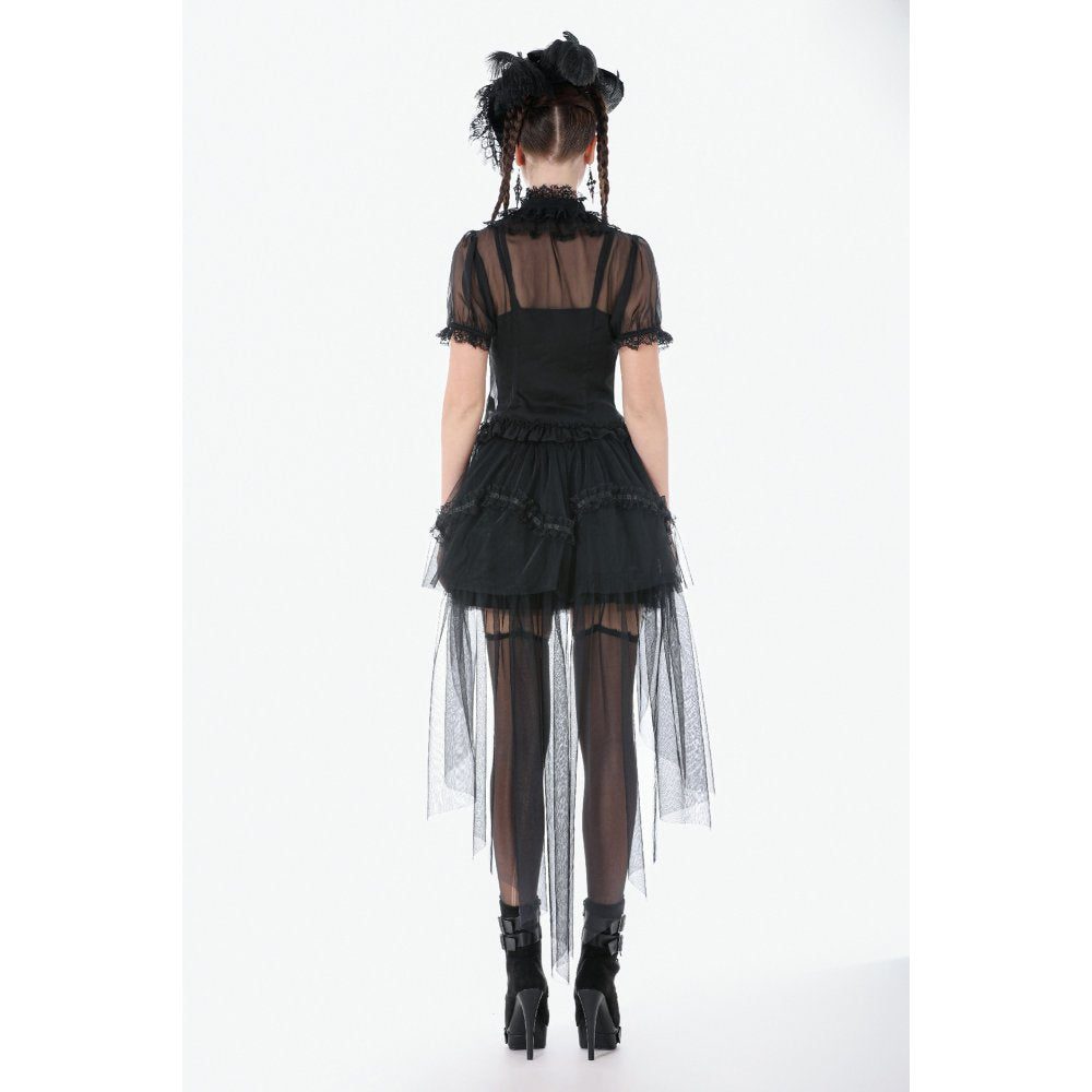 Dark in Love Gothic Tailed Sheer Mesh Petticoat Skirt