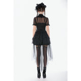 Dark in Love Gothic Tailed Sheer Mesh Petticoat Skirt